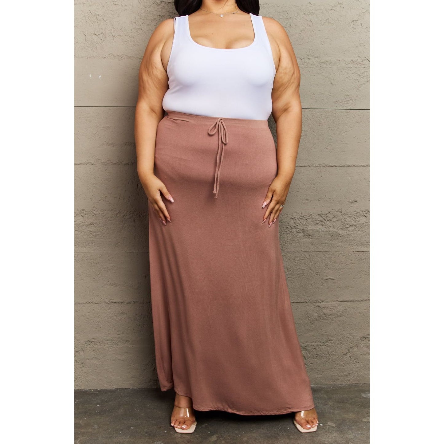 Culture Code For The Day Full Size Flare Maxi Skirt in Chocolate