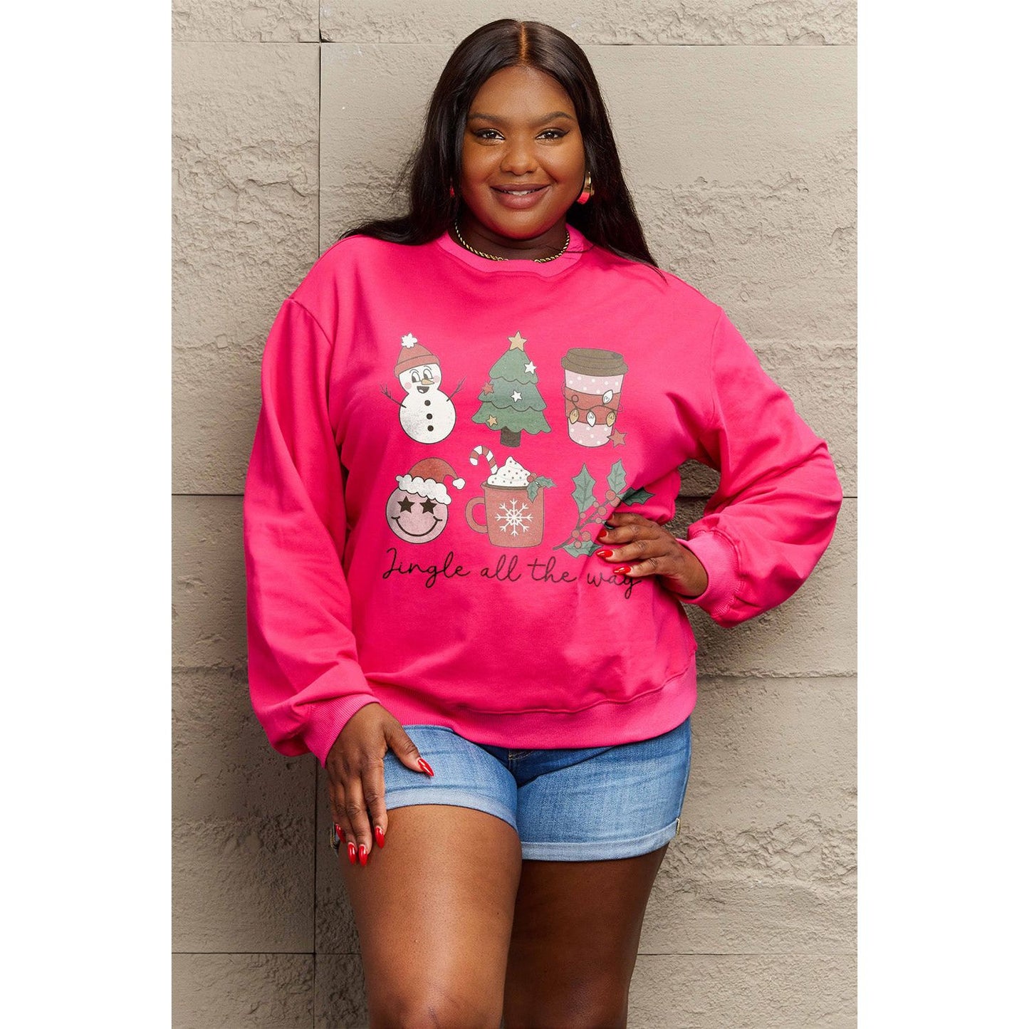 Simply Love Full Size JINGLE ALL THE WAY Long Sleeve Sweatshirt