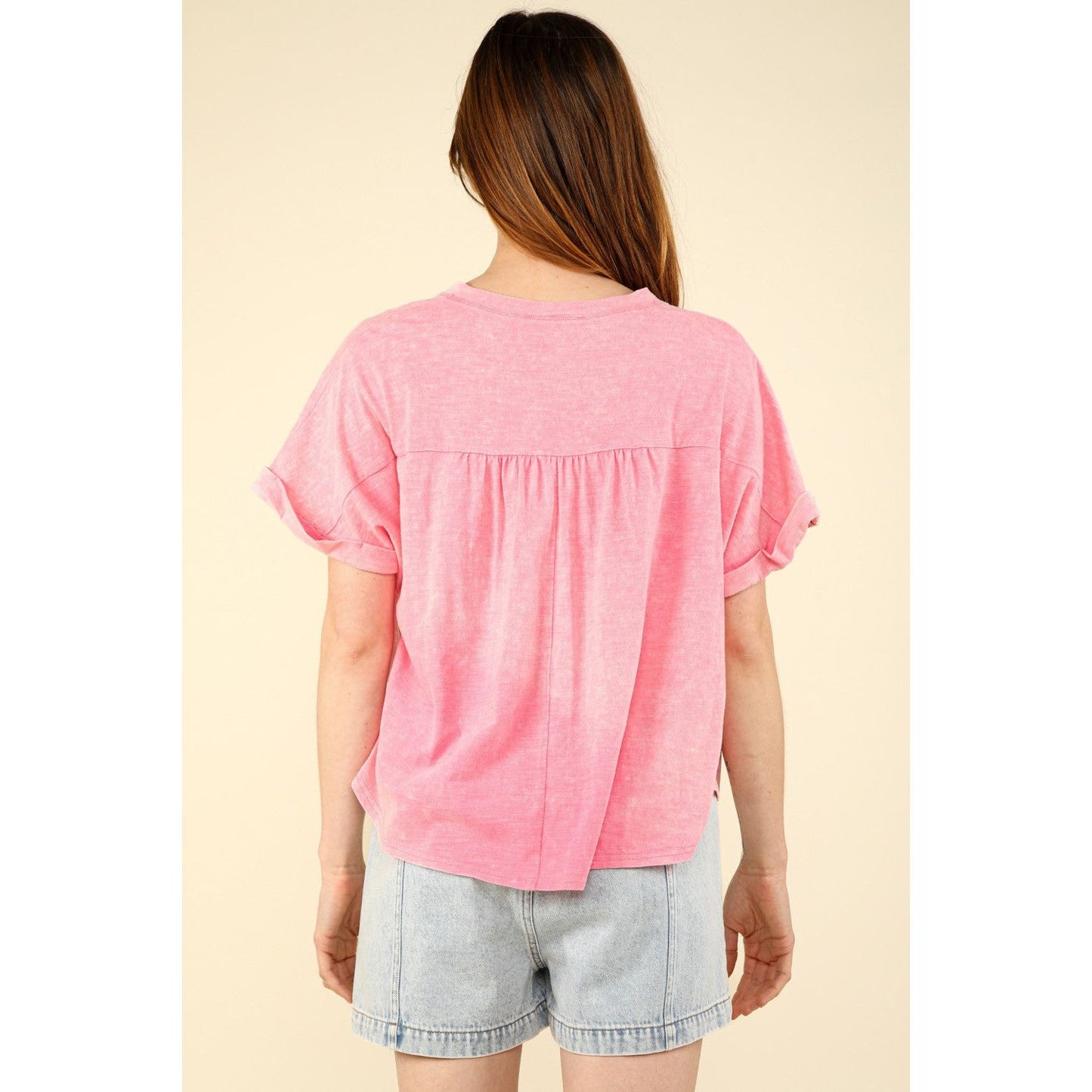 VERY J Nochted Short Sleeve Washed T-Shirt