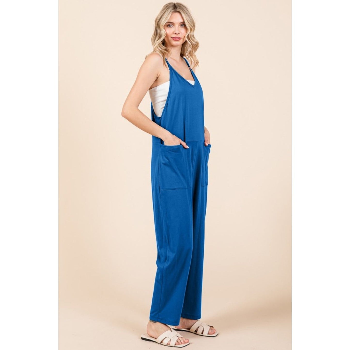 Culture Code Full Size Sleeveless Jumpsuit with Pockets