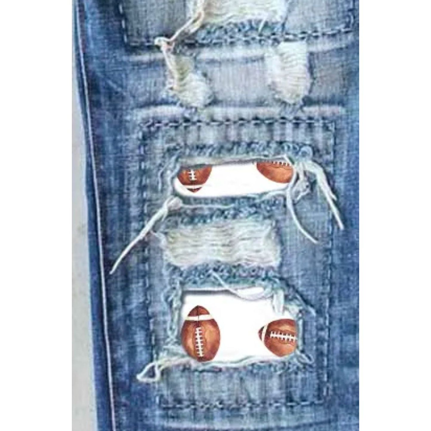 Distressed Football Straight Jeans