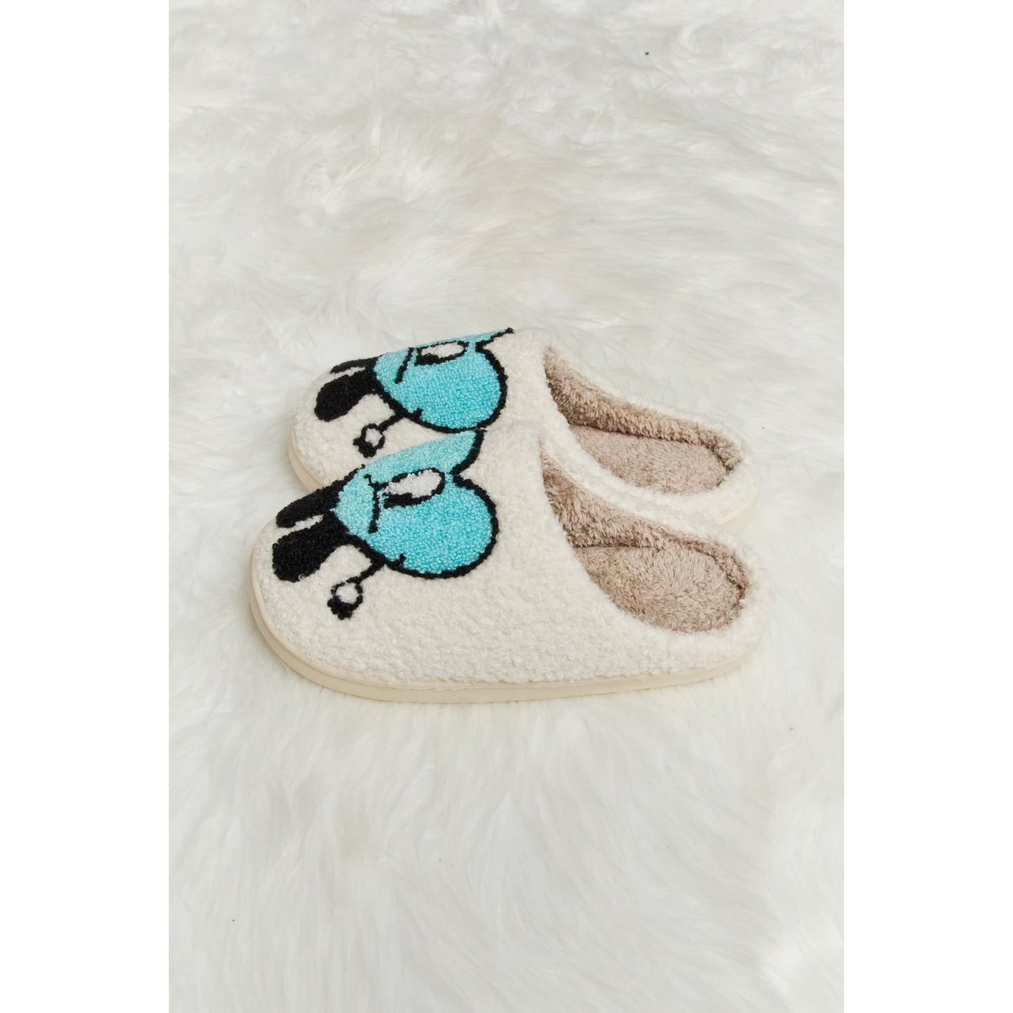 Melody Love Heart Print Plush Slippers