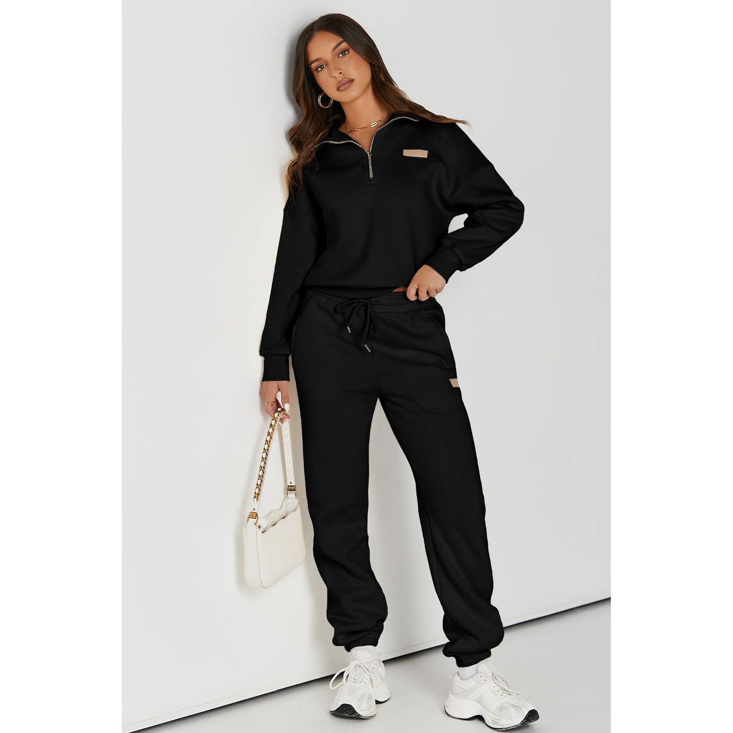 Quarter Zip Top and Drawstring Pants Active Set