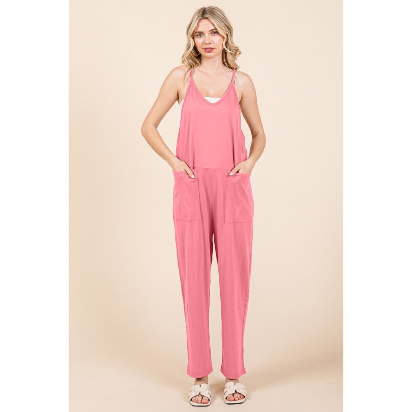 Culture Code Full Size Sleeveless Jumpsuit with Pockets