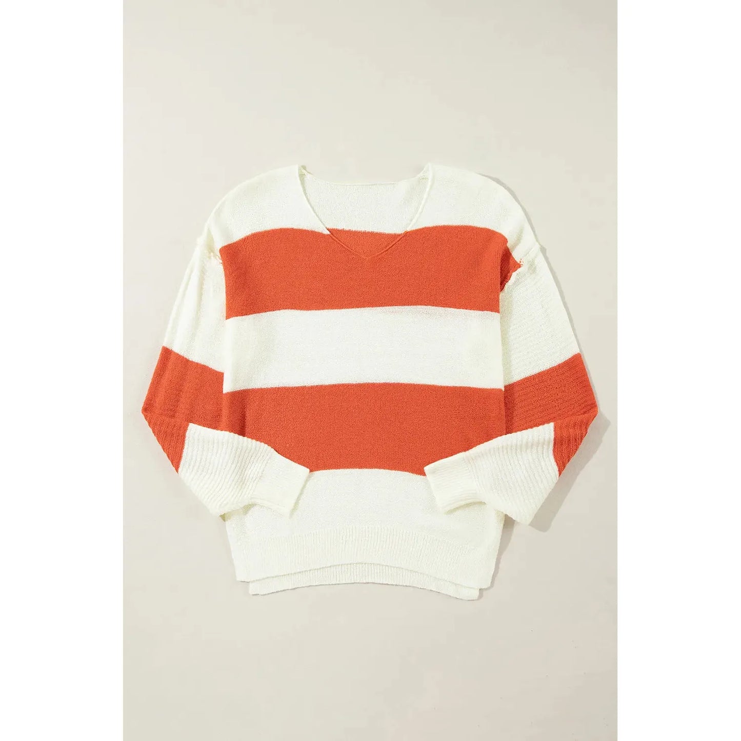 Color Block Dropped Shoulder V-Neck Sweater