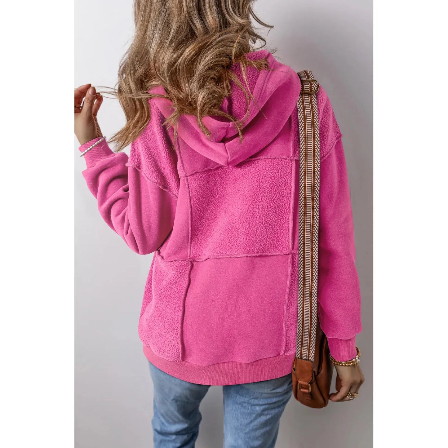 Exposed Seam Dropped Shoulder Long Sleeve Hoodie