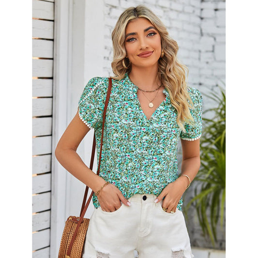 Floral Notched Neck Blouse