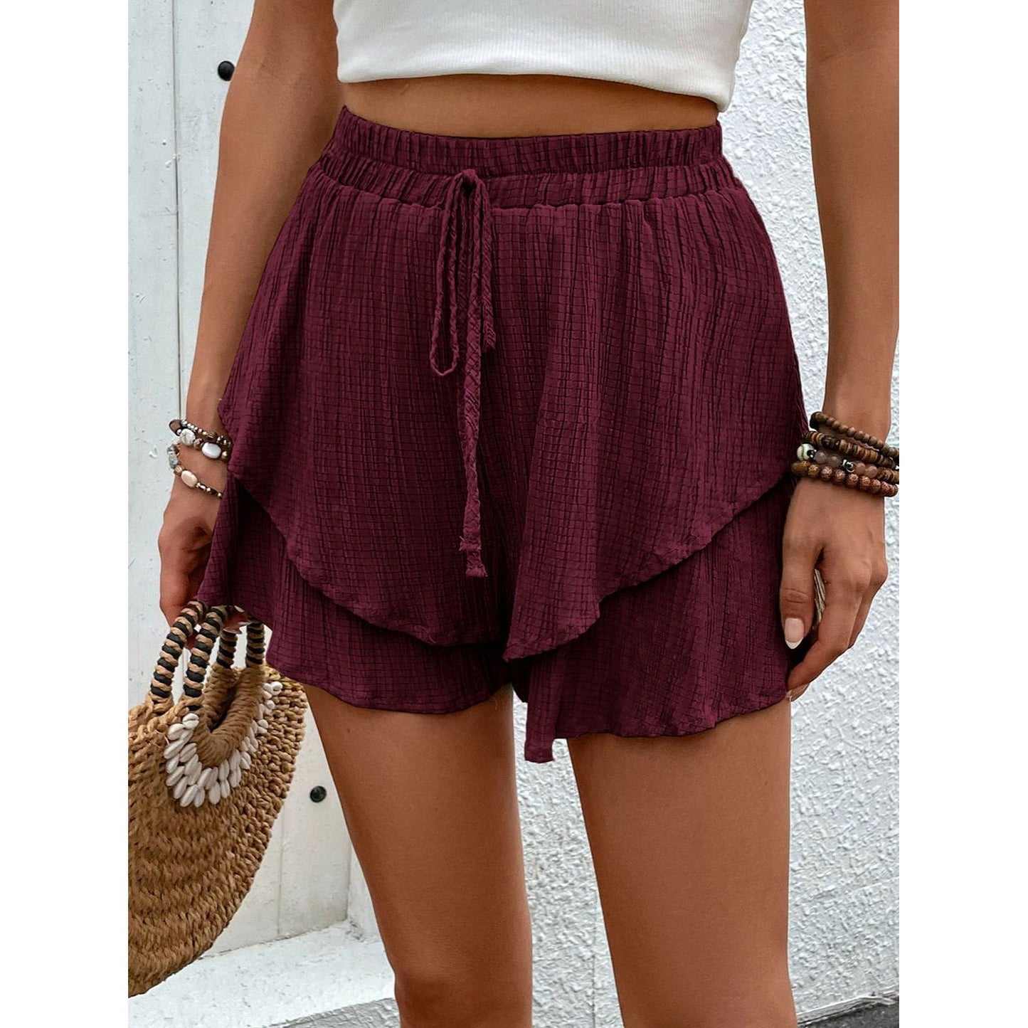 Perfee Tied Layered High Waist Shorts