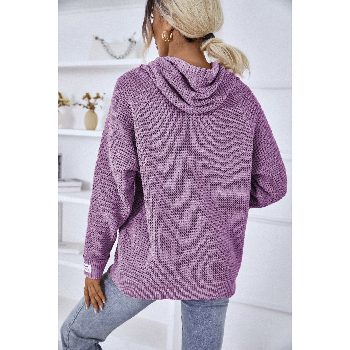 Drawstring Long Sleeve Hooded Sweater