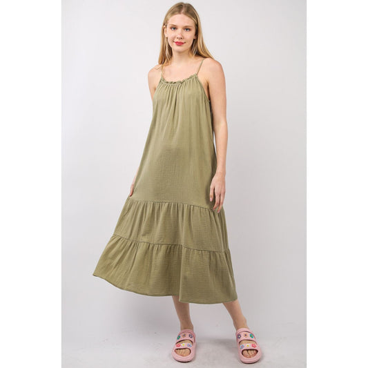 VERY J Ruffled A-Line Midi Cami Dress