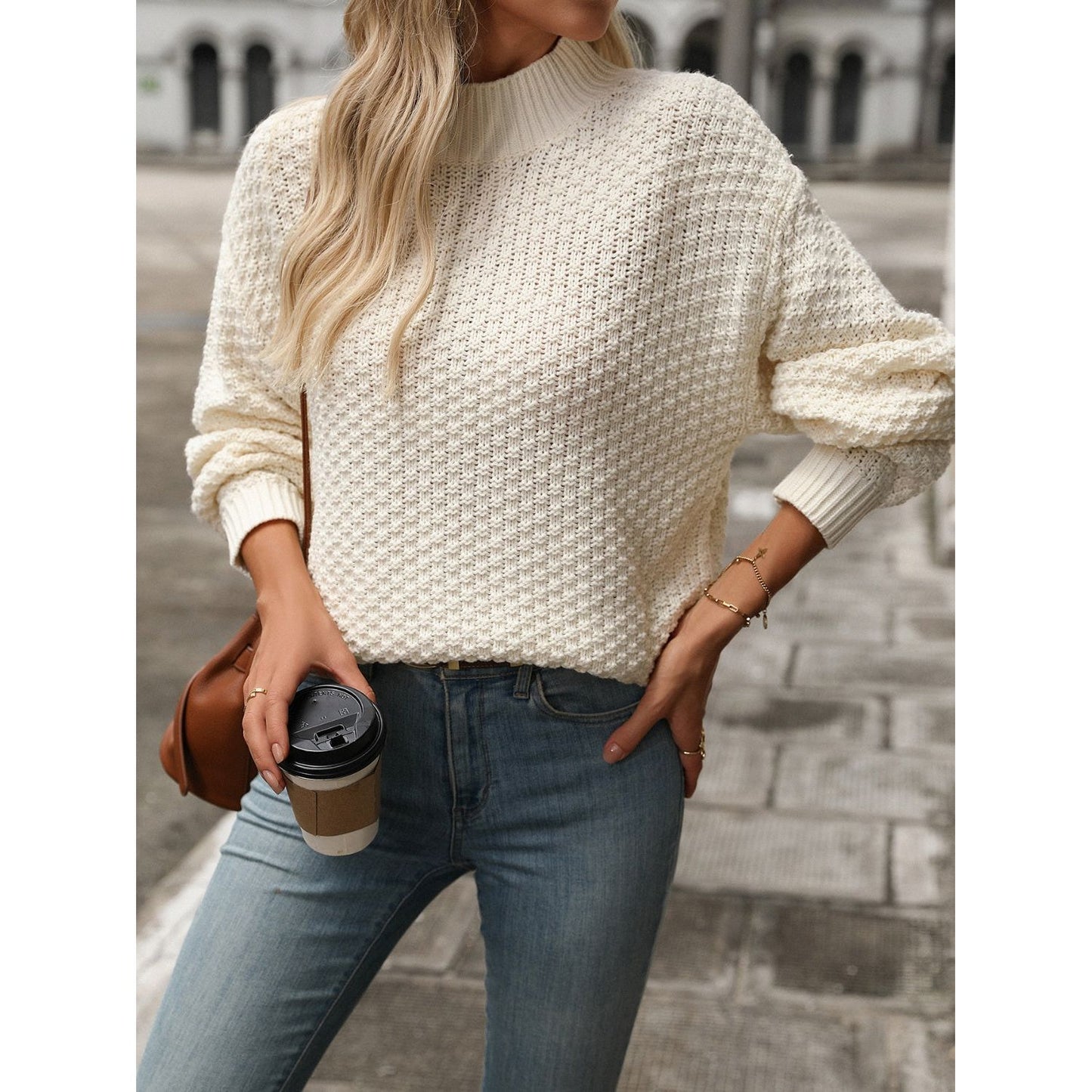 Mock Neck Long Sleeve Sweater