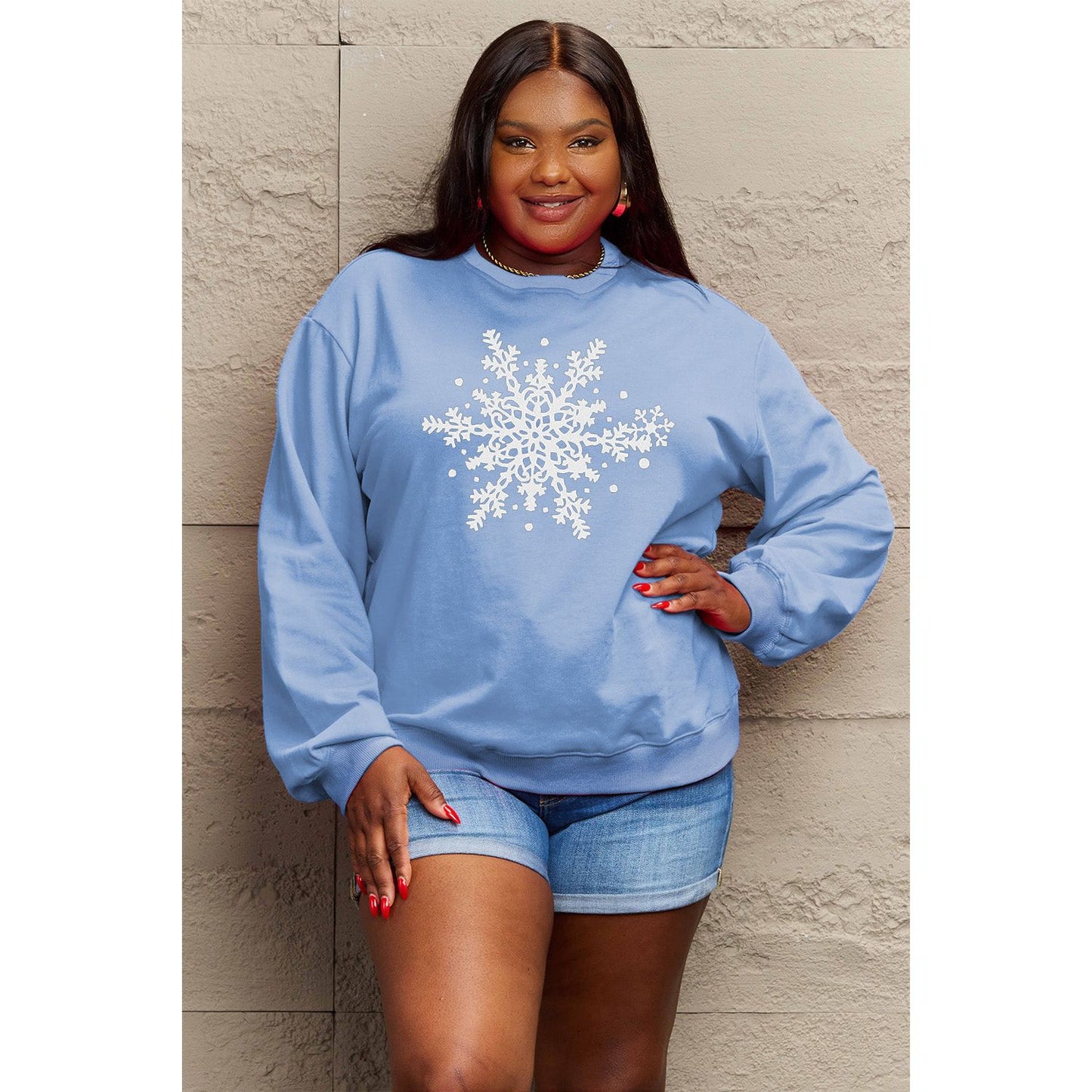 Simply Love Full Size Snowflake Graphic Sweatshirt