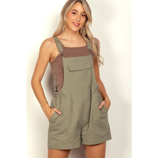 VERY J Adjustable Suspender Overalls with Pockets