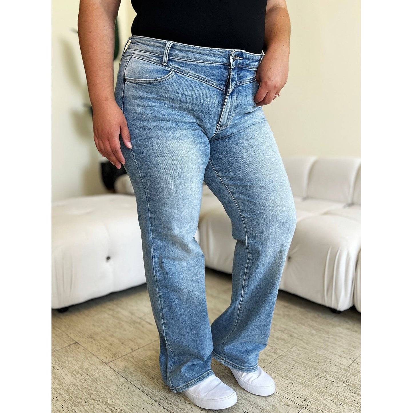 Judy Blue Full Size High Waist Wide Leg Jeans