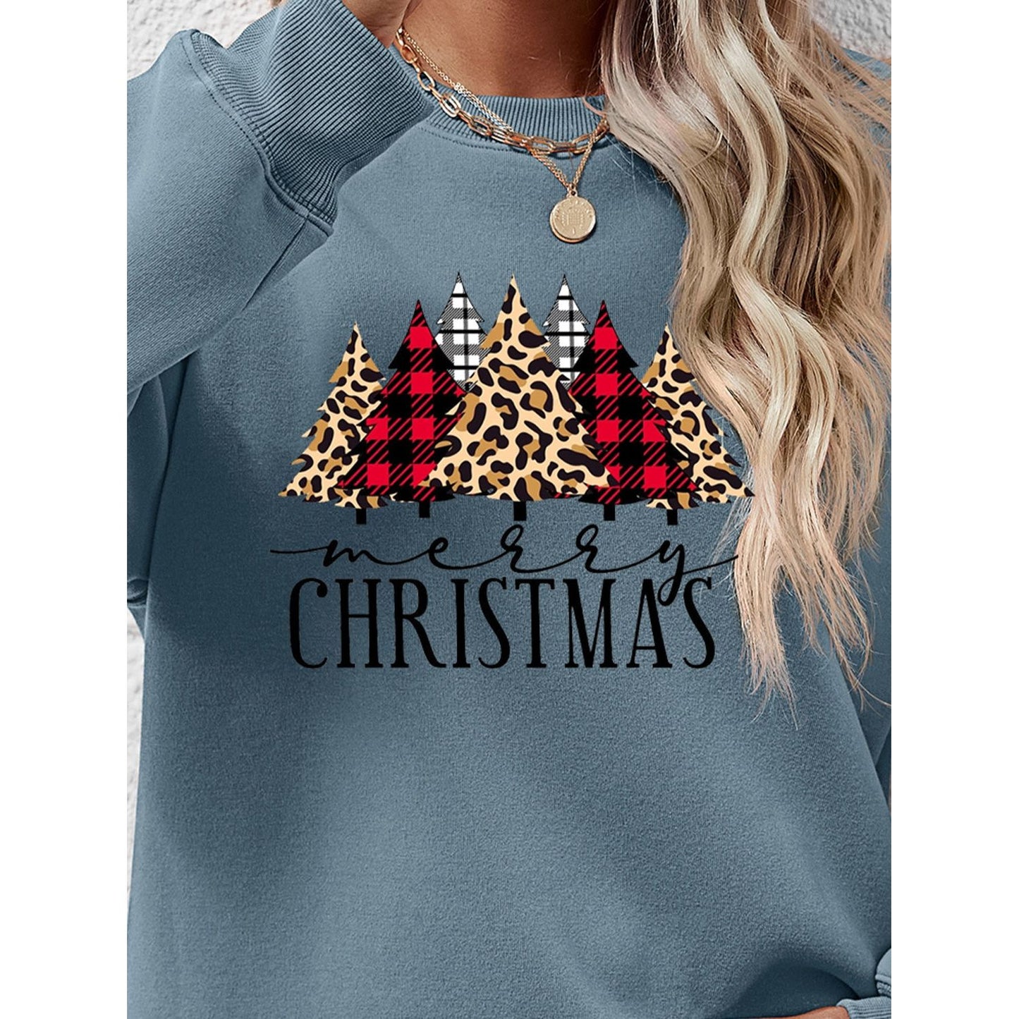 MERRY CHRISTMAS Round Neck Long Sleeve Sweatshirt