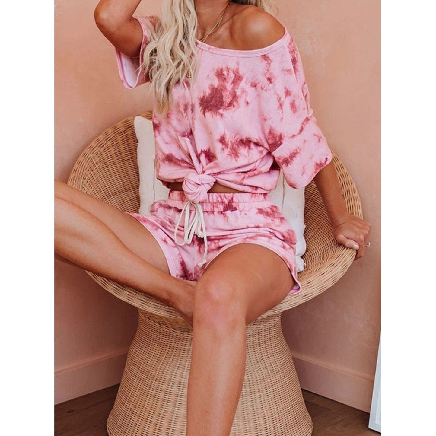 Tie-Dye Half Sleeve Top and Shorts Set