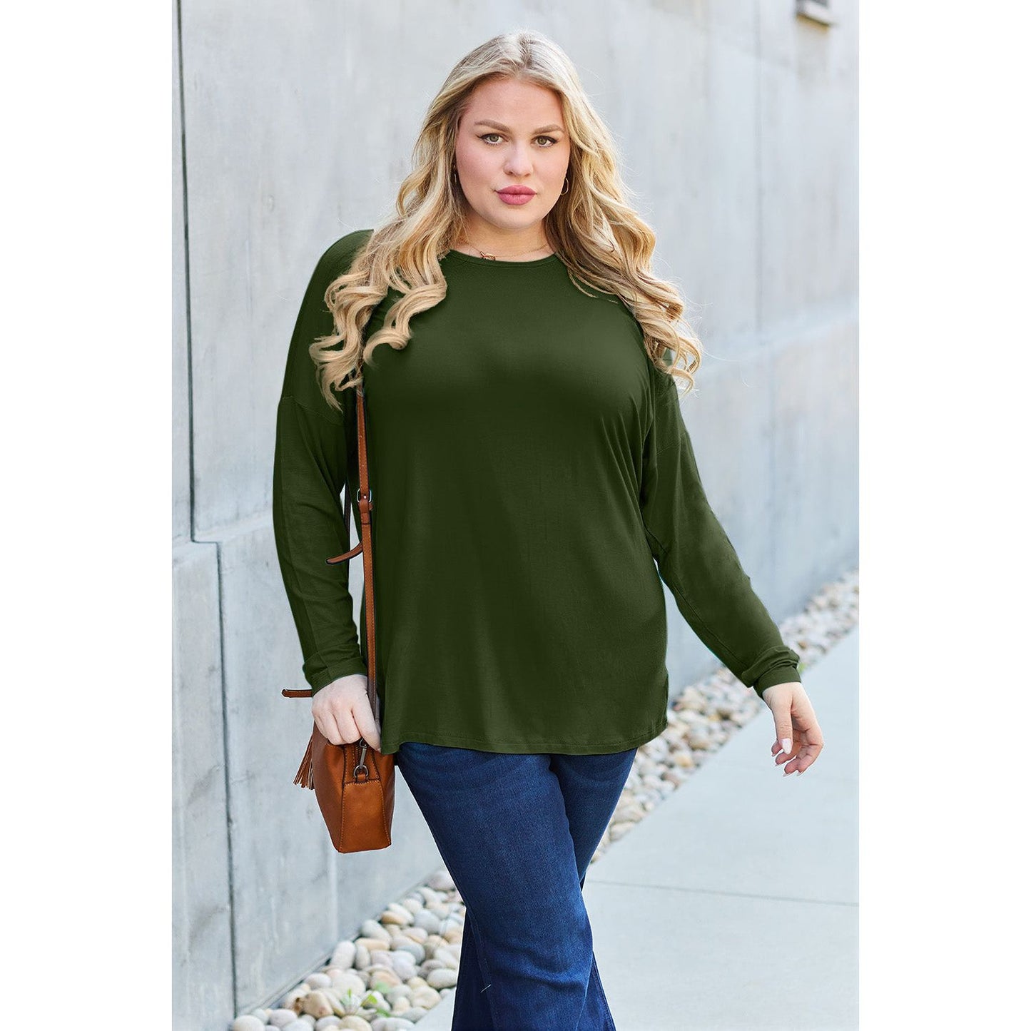 Basic Bae Full Size Round Neck Dropped Shoulder T-Shirt