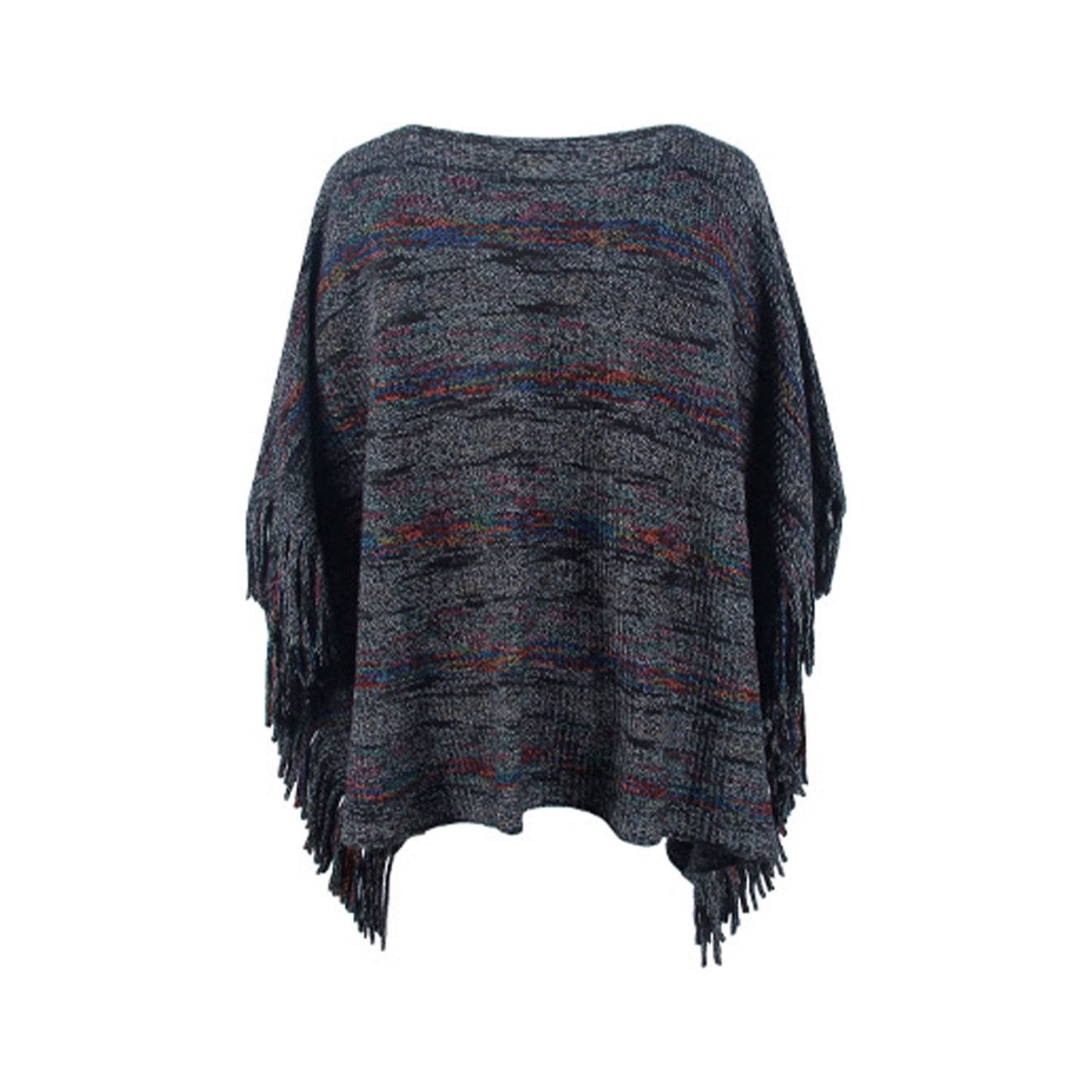 Round Neck Fringe Detail Sleeve Poncho