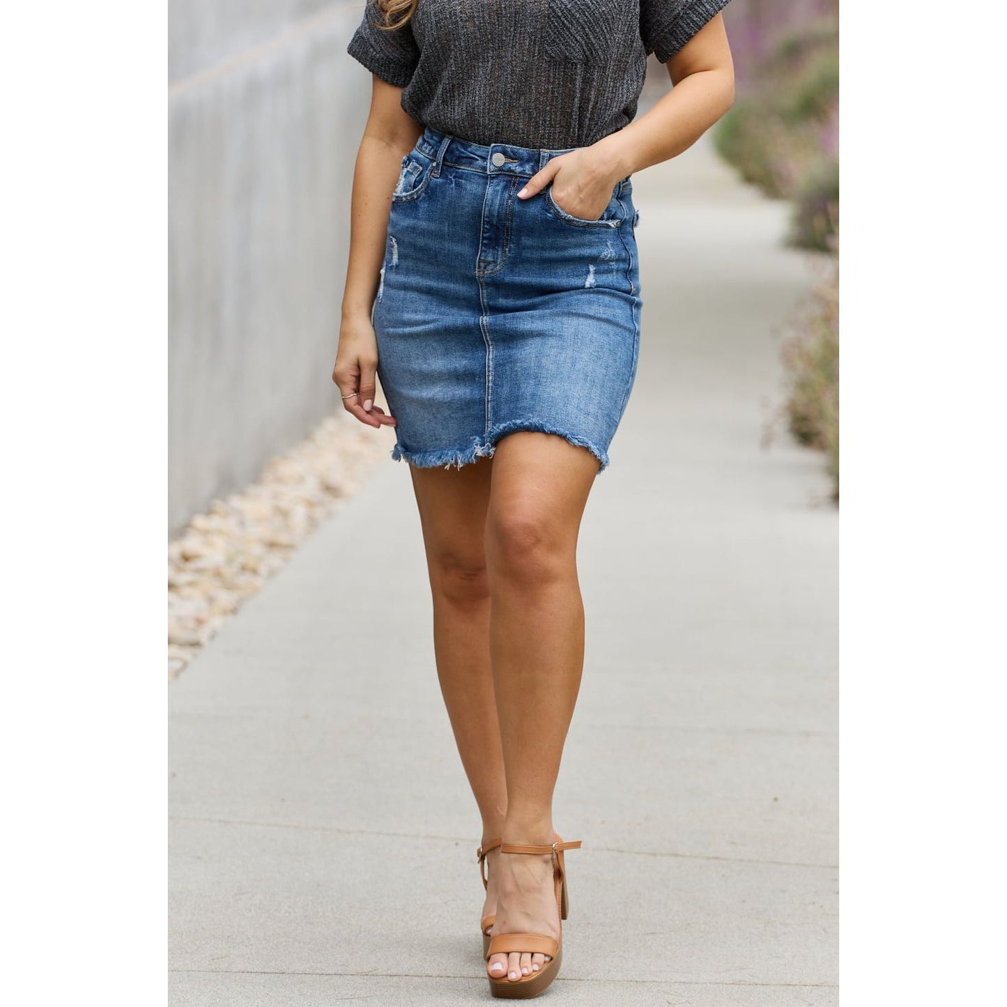 RISEN Amelia Full Size Denim Mini Skirt