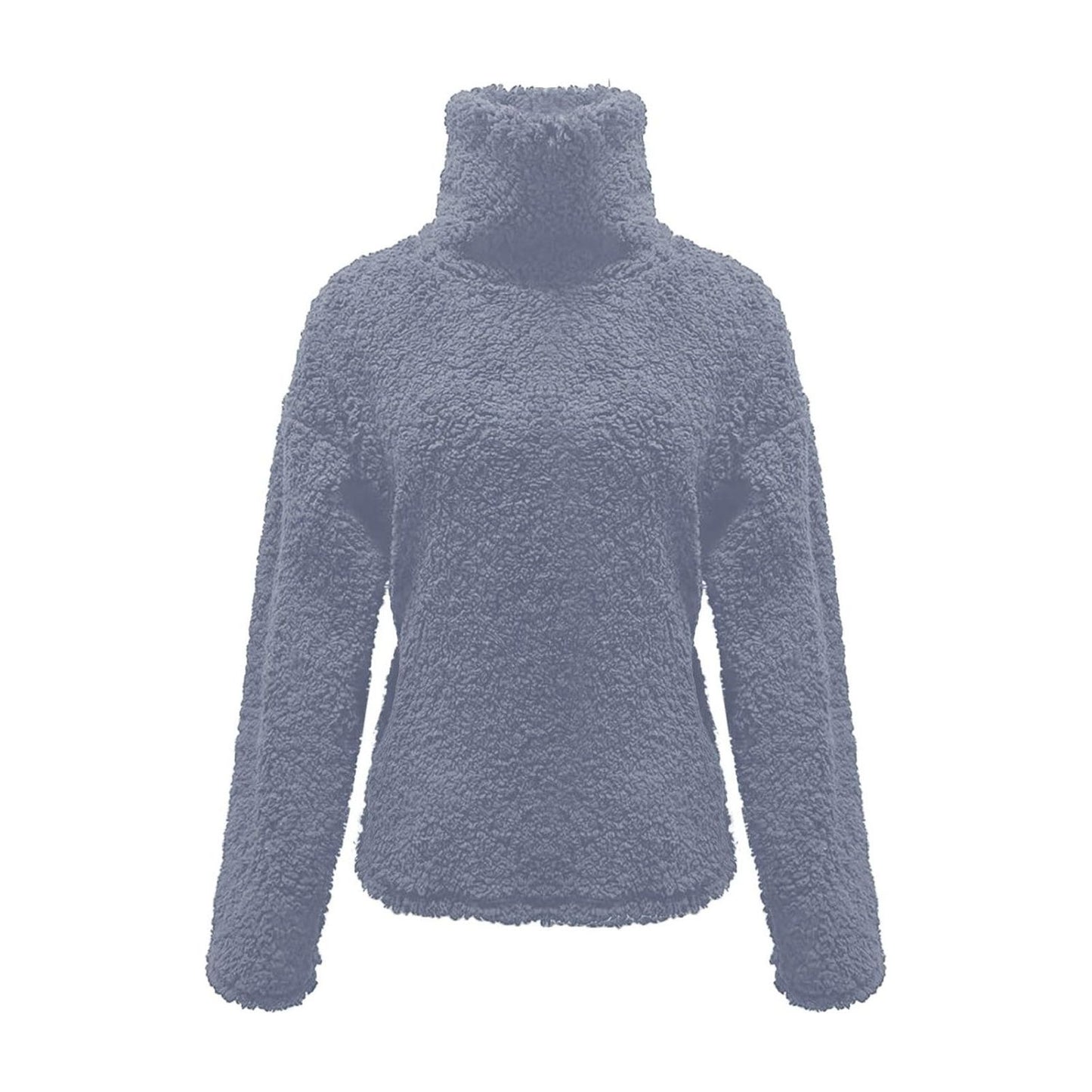 Fuzzy Turtleneck Long Sleeve Sweatshirt