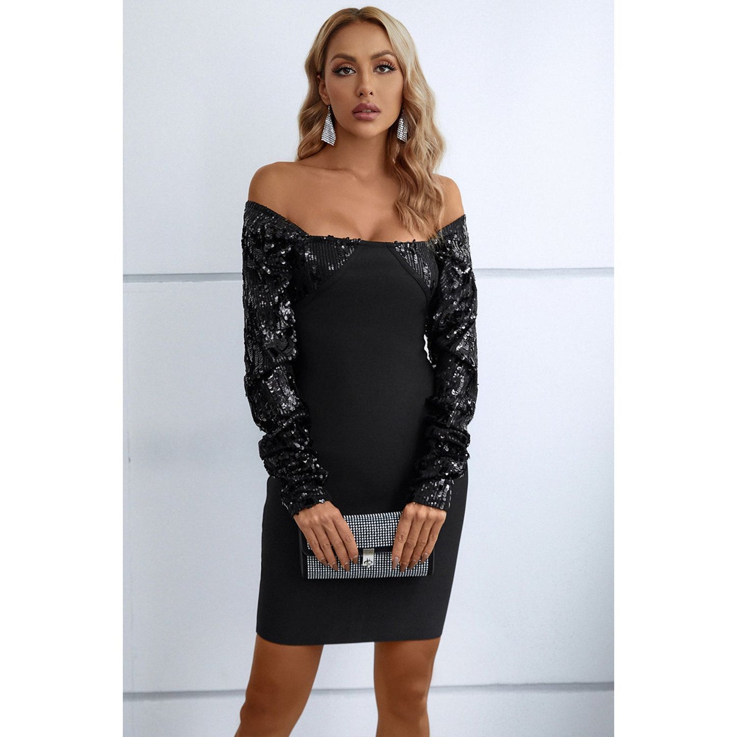 Sequin Off-Shoulder Mini Dress