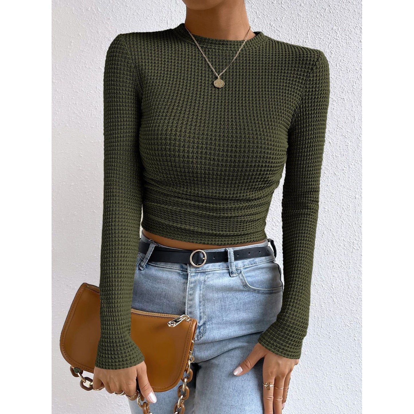 Honey Round Neck Long Sleeve T-Shirt