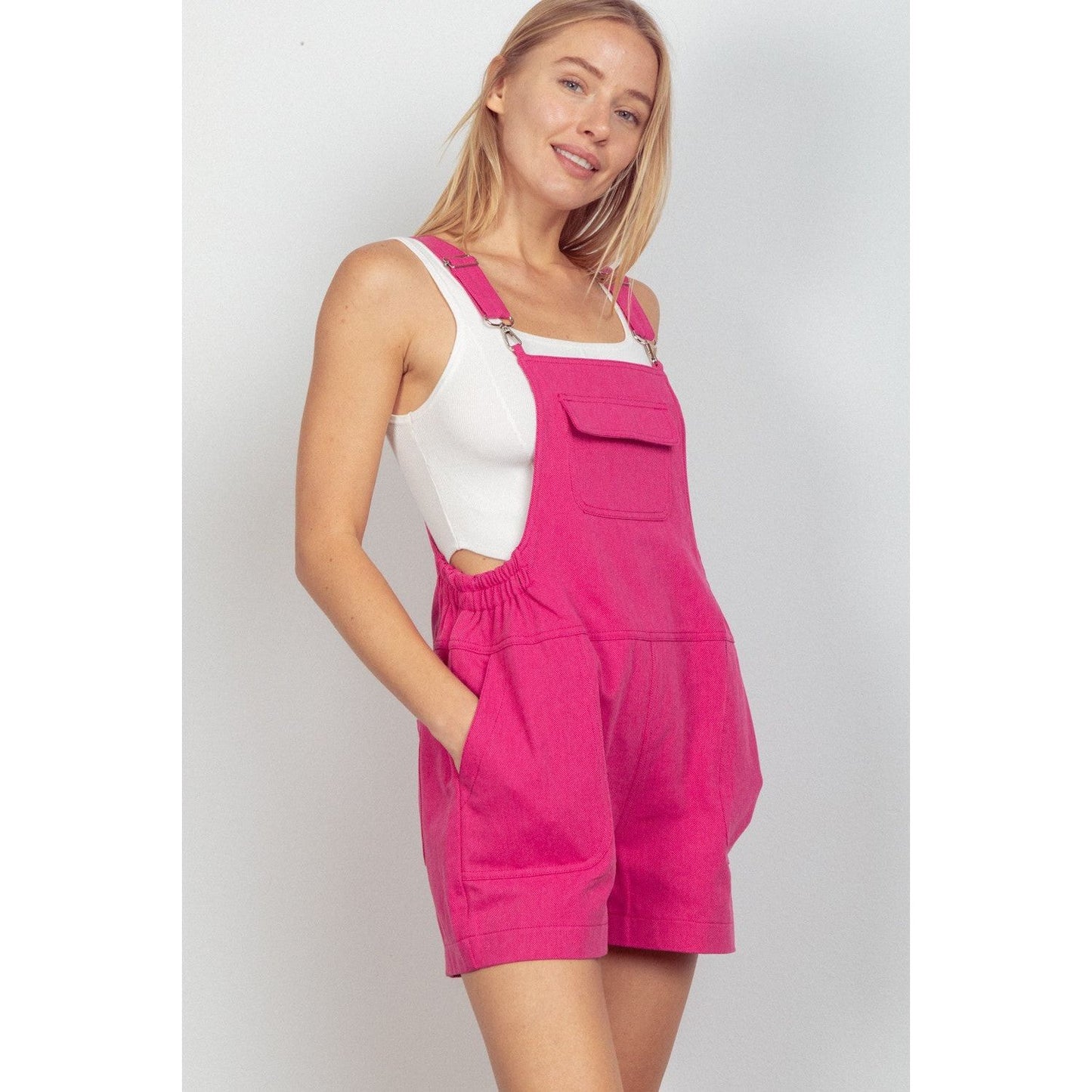 VERY J Adjustable Suspender Overalls with Pockets