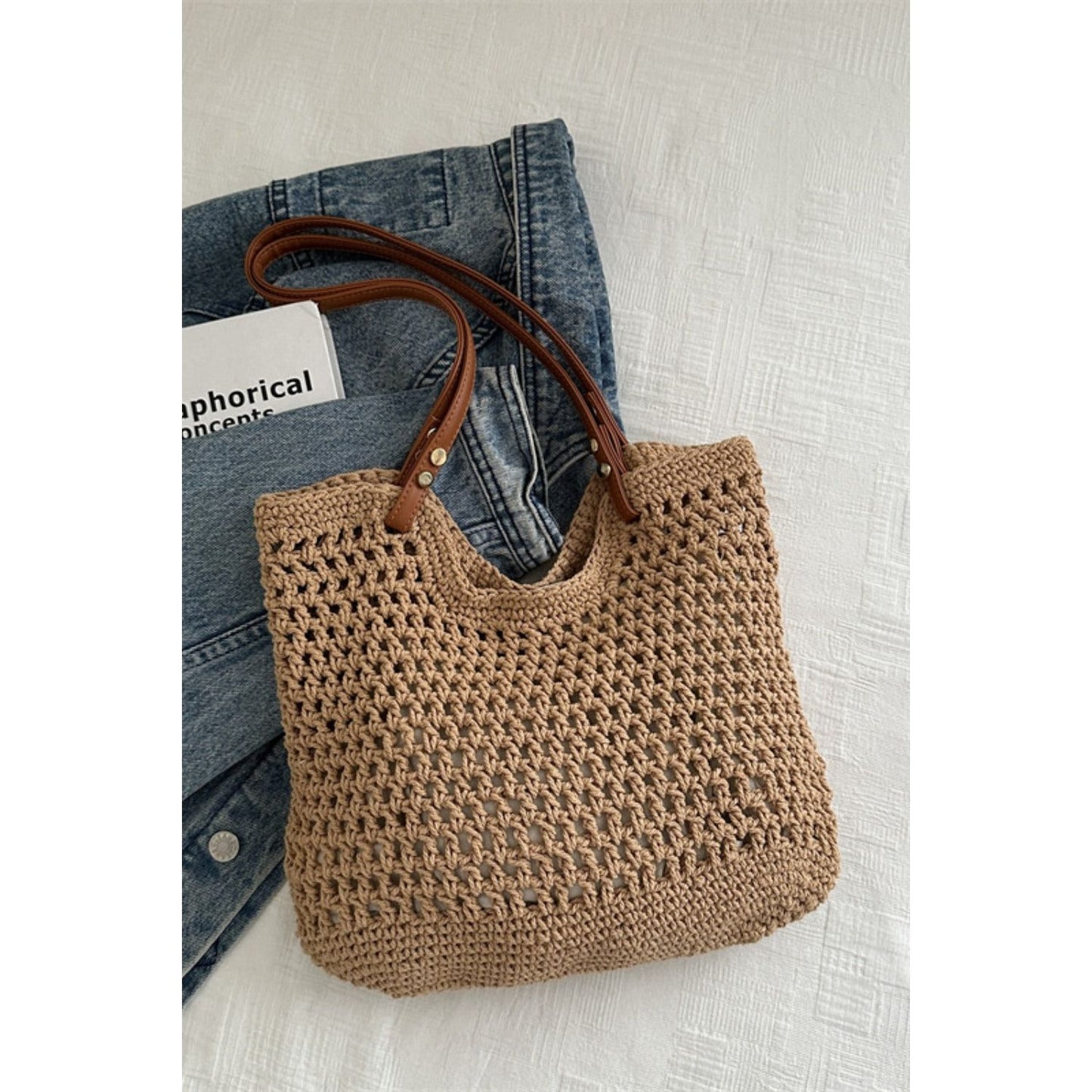 Openwork Woven Tote Bag